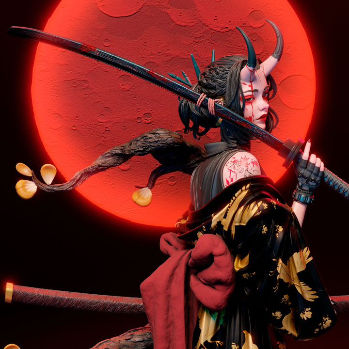 Фигурка ONI - japanese demon, лицо