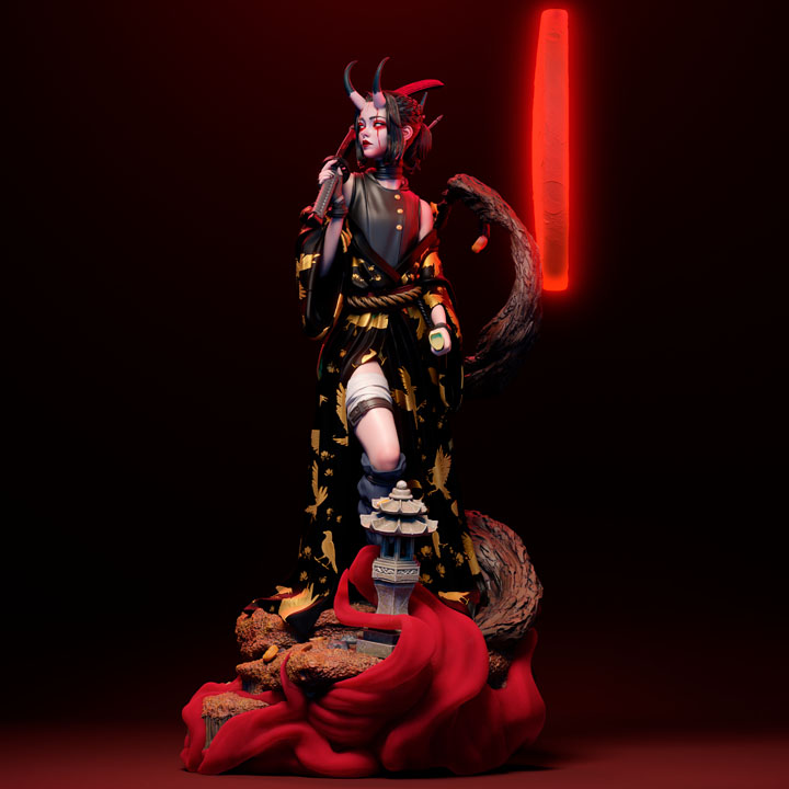 Фигурка ONI - japanese demon, вид сбоку