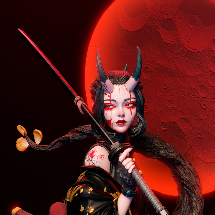 Фигурка ONI - japanese demon, лицо