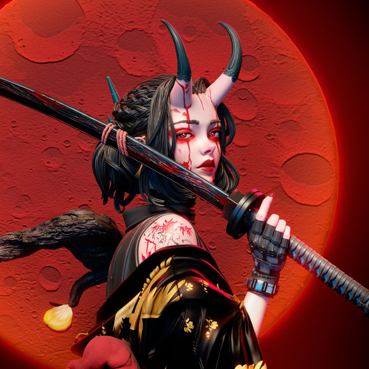 Фигурка ONI - japanese demon, фронтальный вид